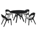 Venus and Polly 5 Piece Black Marble Round Dining Set
