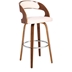 Shelly Contemporary 30" Height Swivel Bar Stool in Walnut Wood Finish and Cream Faux Leather