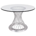 Calypso Contemporary Dining Table in Brushed Stainless Steel with Clear Tempered Glass Top