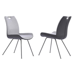 Coronado Contemporary Dining Chair in Grey Powder Coated Finish and Pewter Fabric - Set of 2 