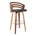 Jayden 26" Mid-Century Swivel Counter Height Bar Stool in Brown Faux Leather with Walnut Veneer