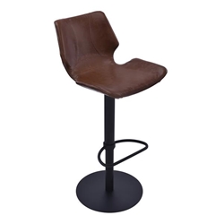 Zuma Adjustable Swivel Metal Bar Stool in Vintage Coffee Faux Leather and Black Metal Finish 