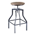 Concord Adjustable Bar Stool in Industrial Grey Finish with Pine Wood Seat