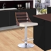 Storm Adjustable Bar Stool in Chrome finish with Walnut wood and Cream Faux Leather - ARL1777