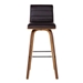 Vienna 26" Counter Height Bar Stool in Walnut Wood Finish with Brown Faux Leather - ARL1785