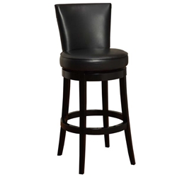 Boston Swivel Bar Stool In Black Bonded Leather 26" seat height 