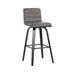 Vienna 30" Height Bar Stool in Black Brushed Wood Finish with Grey Faux Leather