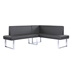 Amanda Contemporary Nook Corner Dining Bench in Gray Faux Leather and Chrome Finish
