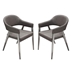 Adele Set of Two Dining Chairs in Grey Leatherette with Brushed Stainless Steel Leg