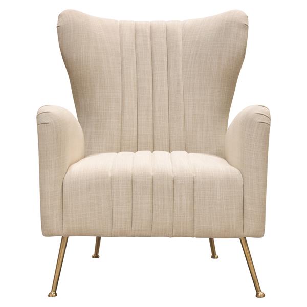 Ava Chair in Sand Linen Fabric with Gold Leg 