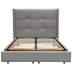 Beverly Queen Bed with Footboard Storage Unit and Grey Fabric Accent Wings