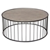 Gibson 38-Inch Round Cocktail Table with Grey Oak Finished Top and Metal Base