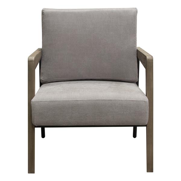 Blair Accent Chair in Grey Fabric with Curved Wood Leg Detail 