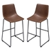 Theo Set of Two Bar Height Chairs in Chocolate Leatherette with Black Metal Base