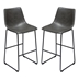 Theo Set of Two Bar Height Chairs in Weathered Grey Leatherette with Black Metal Base