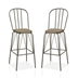 Slatted Modern Metal Frame Bar Chairs in Bronze - Set of Two