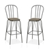 Slatted Modern Metal Frame Bar Chairs in Gray - Set of Two
