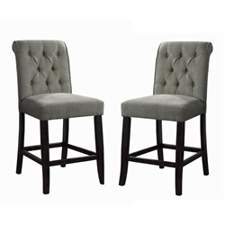 Marynda Transitional Button Tufted Counter Height Chairs in Gray - Set of Two 