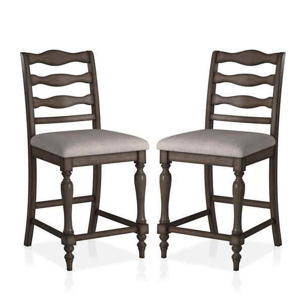 Earnest Rustic Padded Counter Height Chairs in Gray - Set of Two 