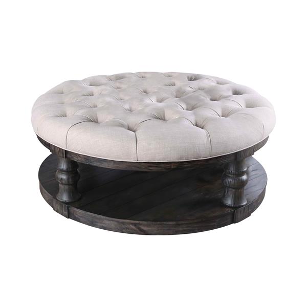 Cintra Rustic Tufted Cushion Top Coffee Table - Antique Gray 