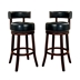 Roos 29" Contemporary Swivel Bar Stools in Black - Set of Two