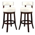 Roos 29" Contemporary SwivelBar Stools in White - Set of Two