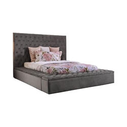 Bonnee Transitional Tufted Queen Platform Bed in Gray 