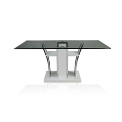 Vaqua Contemporary Glass Top Dining Table in White 