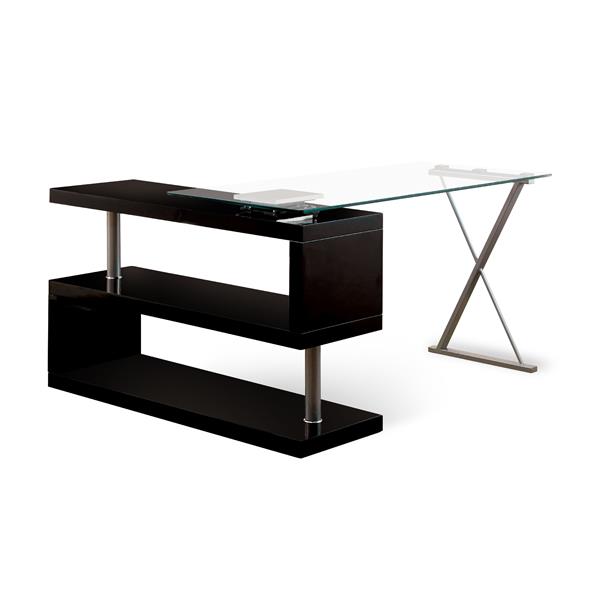 Vallow Contemporary Black 2-Shelf Office Desk 