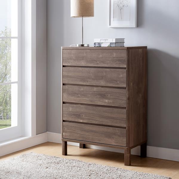 Hazelnut Five Drawer Chest with Five Drawers 