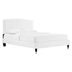 Alessi Performance Velvet Queen Platform Bed - White with Gold Metal Sleeve Legs