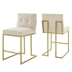 Privy Counter Stool Upholstered Fabric Set of 2 - Gold Beige