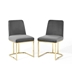 Amplify Sled Base Performance Velvet Dining Chairs - Set of 2 - Gold Gray