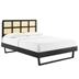 Sidney Cane and Wood King Platform Bed With Angular Legs - Black