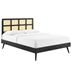 Sidney Cane and Wood King Platform Bed With Splayed Legs - Black