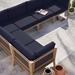 Clearwater Outdoor Patio Teak Wood 6-Piece Sectional Sofa - Gray Navy - Style A - MOD11907