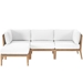 Clearwater Outdoor Patio Teak Wood 4-Piece Sectional Sofa - Gray White - MOD11917