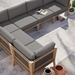 Clearwater Outdoor Patio Teak Wood 6-Piece Sectional Sofa - Gray Graphite - Style B - MOD11919