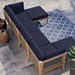 Clearwater Outdoor Patio Teak Wood 6-Piece Sectional Sofa - Gray Navy - Style C - MOD11933