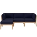 Clearwater Outdoor Patio Teak Wood 4-Piece Sectional Sofa - Gray Navy - MOD11942