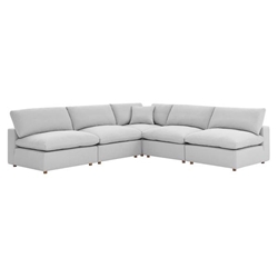 Commix Down Filled Overstuffed 5-Piece Armless Sectional Sofa - Light Gray 