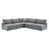 Commix Down Filled Overstuffed Vegan Leather 5-Piece Sectional Sofa - Gray - Style A