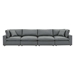 Commix Down Filled Overstuffed Vegan Leather 4-Seater Sofa - Gray - MOD12313