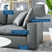 Commix Down Filled Overstuffed Vegan Leather 4-Piece Sectional Sofa - Gray - MOD12314