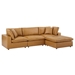 Commix Down Filled Overstuffed Vegan Leather 4-Piece Sectional Sofa - Tan - MOD12316