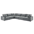 Commix Down Filled Overstuffed Vegan Leather 6-Piece Sectional Sofa - Gray- Style B