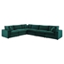 Commix Down Filled Overstuffed Performance Velvet 6-Piece Sectional Sofa - Green - Style B