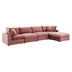 Commix Down Filled Overstuffed Performance Velvet 5-Piece Sectional Sofa - Dusty Rose - Style C