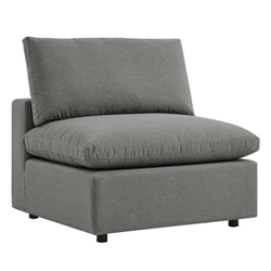 Commix Overstuffed Outdoor Patio Armless Chair - Charcoal 