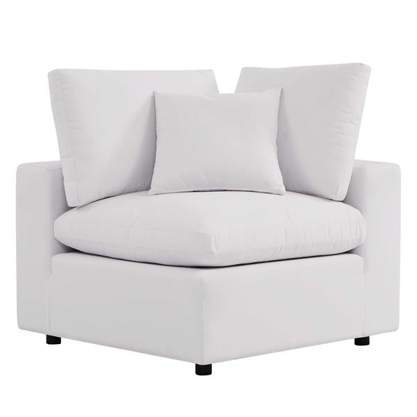 Commix Overstuffed Outdoor Patio Corner Chair - White 